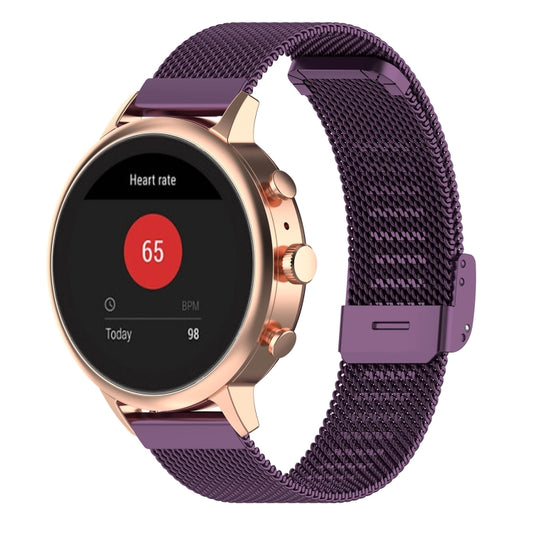18mm Metal Mesh Wrist Strap Watch Band for Fossil Female Sport / Charter HR / Gen 4 Q Venture HR (Dark Purple) - Watch Bands by buy2fix | Online Shopping UK | buy2fix