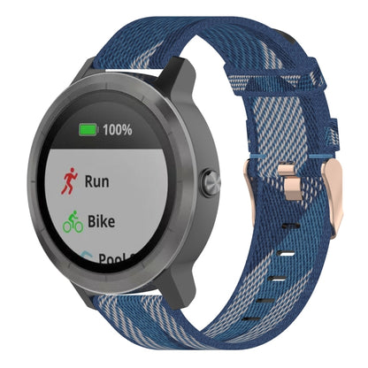 20mm Stripe Weave Nylon Wrist Strap Watch Band for Garmin Venu, Vivomove 3, Vivoactive 3, Forerunner 245 / 645(Blue) - Watch Bands by buy2fix | Online Shopping UK | buy2fix
