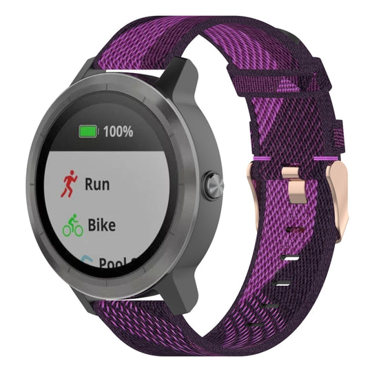 20mm Stripe Weave Nylon Wrist Strap Watch Band for Garmin Venu, Vivomove 3, Vivoactive 3, Forerunner 245 / 645(Purple)