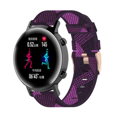 20mm Stripe Weave Nylon Wrist Strap Watch Band for Huawei GT 2 42mm / Honor Magic Watch 2 42mm(Purple) by buy2fix