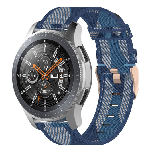 22mm Stripe Weave Nylon Wrist Strap Watch Band for Galaxy Watch 46mm / Gear S3(Blue) - Watch Bands by buy2fix | Online Shopping UK | buy2fix