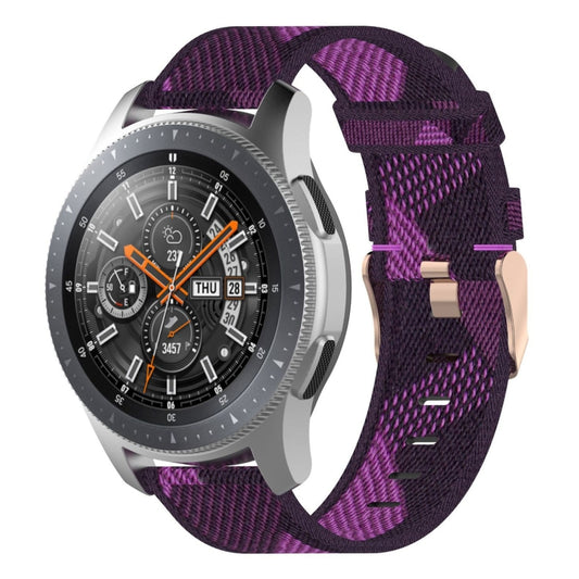 22mm Stripe Weave Nylon Wrist Strap Watch Band for Galaxy Watch 46mm / Gear S3(Purple) - Watch Bands by buy2fix | Online Shopping UK | buy2fix