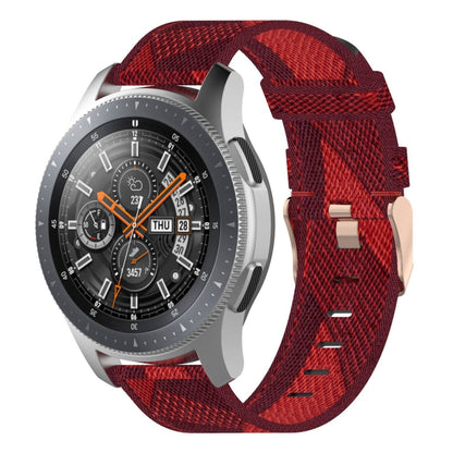 22mm Stripe Weave Nylon Wrist Strap Watch Band for Galaxy Watch 46mm / Gear S3(Red) - Watch Bands by buy2fix | Online Shopping UK | buy2fix