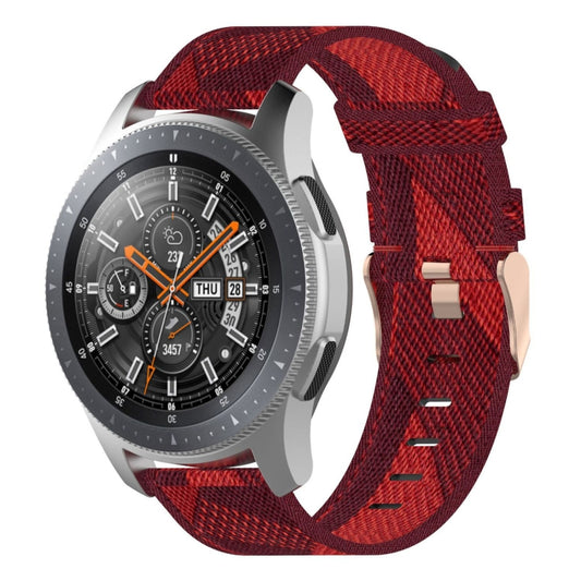 22mm Stripe Weave Nylon Wrist Strap Watch Band for Galaxy Watch 46mm / Gear S3(Red) - Watch Bands by buy2fix | Online Shopping UK | buy2fix