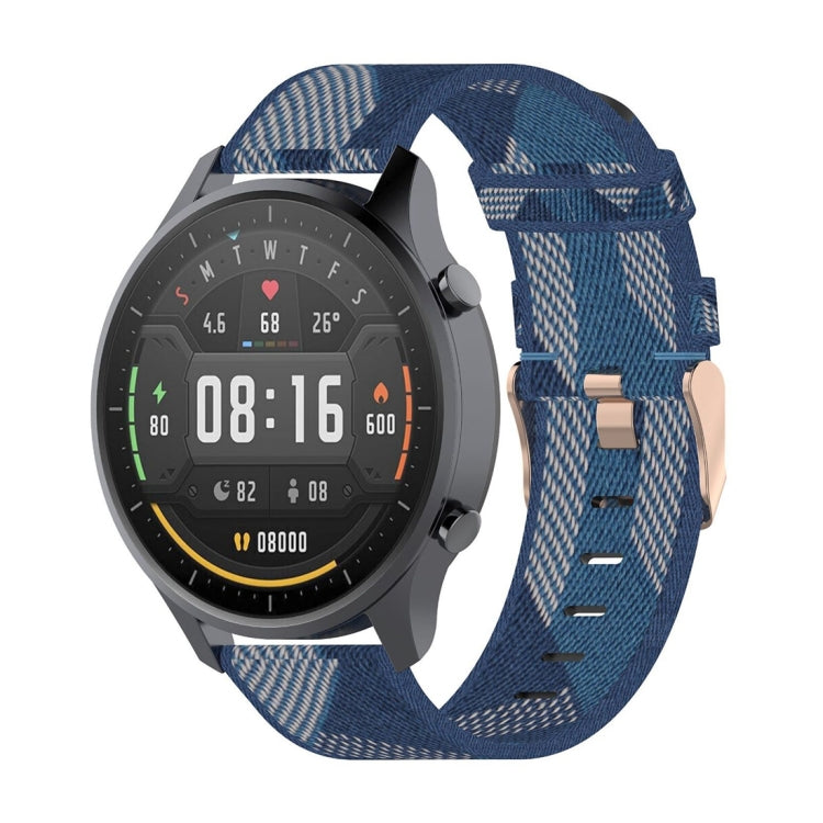22mm Stripe Weave Nylon Wrist Strap Watch Band for Xiaomi Mi Watch Color, Garmin Vivoactive 4(Blue) - Watch Bands by buy2fix | Online Shopping UK | buy2fix