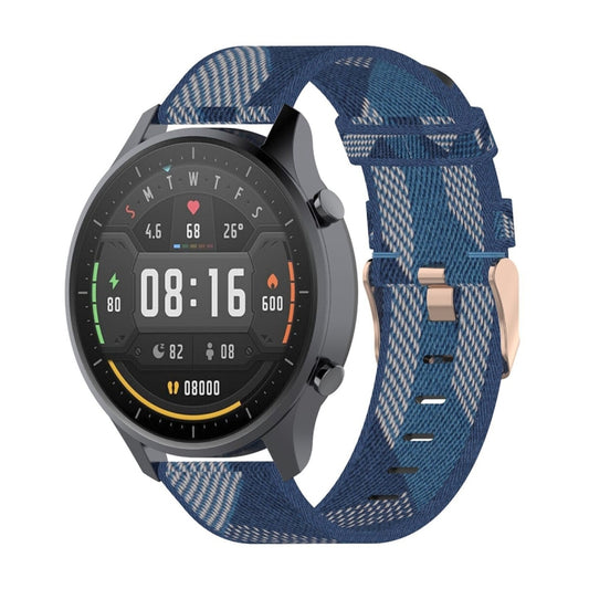 22mm Stripe Weave Nylon Wrist Strap Watch Band for Xiaomi Mi Watch Color, Garmin Vivoactive 4(Blue) - Watch Bands by buy2fix | Online Shopping UK | buy2fix