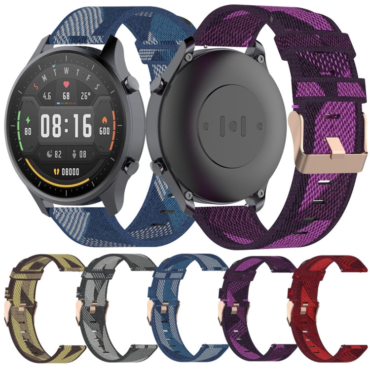 22mm Stripe Weave Nylon Wrist Strap Watch Band for Xiaomi Mi Watch Color, Garmin Vivoactive 4(Blue) - Watch Bands by buy2fix | Online Shopping UK | buy2fix