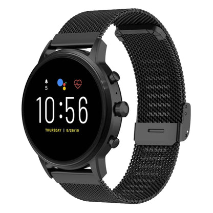 22mm Metal Mesh Wrist Strap Watch Band for Fossil Gen 5 Carlyle / Gen 5 Julianna / Gen 5 Garrett / Gen 5 Carlyle HR (Black) - Watch Bands by buy2fix | Online Shopping UK | buy2fix