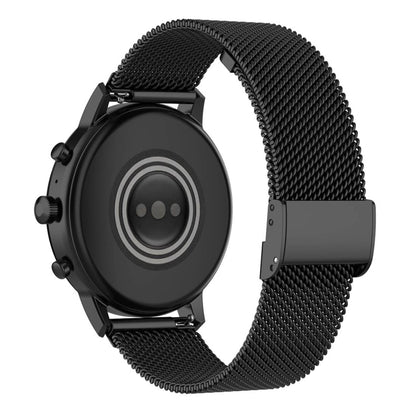 22mm Metal Mesh Wrist Strap Watch Band for Fossil Gen 5 Carlyle / Gen 5 Julianna / Gen 5 Garrett / Gen 5 Carlyle HR (Black) - Watch Bands by buy2fix | Online Shopping UK | buy2fix