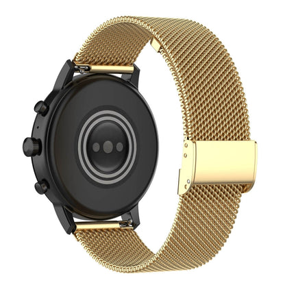 22mm Metal Mesh Wrist Strap Watch Band for Fossil Gen 5 Carlyle / Gen 5 Julianna / Gen 5 Garrett / Gen 5 Carlyle HR (Gold) - Watch Bands by buy2fix | Online Shopping UK | buy2fix