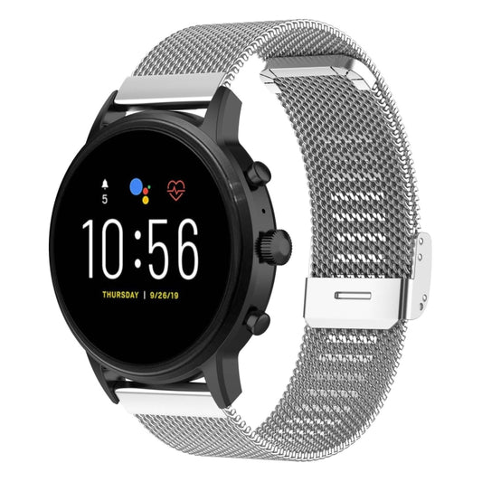 22mm Metal Mesh Wrist Strap Watch Band for Fossil Gen 5 Carlyle / Gen 5 Julianna / Gen 5 Garrett / Gen 5 Carlyle HR(Silver) - Watch Bands by buy2fix | Online Shopping UK | buy2fix