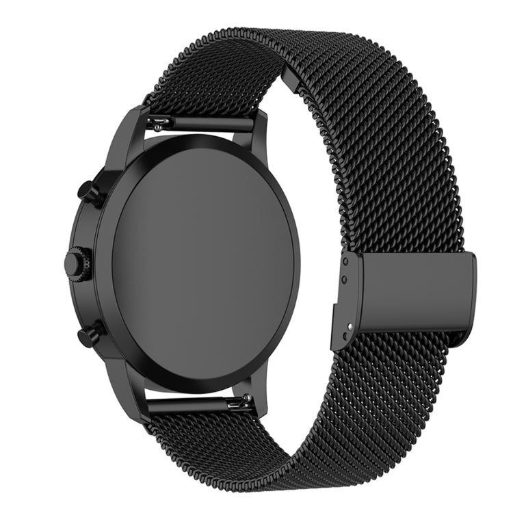 22mm Metal Mesh Wrist Strap Watch Band for Fossil Hybrid Smartwatch HR, Male Gen 4 Explorist HR, Male Sport (Black) - Watch Bands by buy2fix | Online Shopping UK | buy2fix