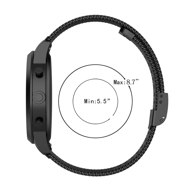 22mm Metal Mesh Wrist Strap Watch Band for Fossil Hybrid Smartwatch HR, Male Gen 4 Explorist HR, Male Sport (Black) - Watch Bands by buy2fix | Online Shopping UK | buy2fix