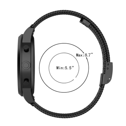 22mm Metal Mesh Wrist Strap Watch Band for Fossil Hybrid Smartwatch HR, Male Gen 4 Explorist HR, Male Sport (Black) - Watch Bands by buy2fix | Online Shopping UK | buy2fix