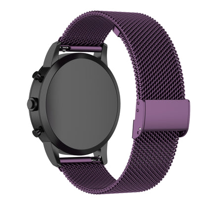 22mm Metal Mesh Wrist Strap Watch Band for Fossil Hybrid Smartwatch HR, Male Gen 4 Explorist HR, Male Sport (Dark Purple) - Watch Bands by buy2fix | Online Shopping UK | buy2fix