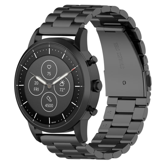 22mm Steel Wrist Strap Watch Band for Fossil Hybrid Smartwatch HR, Male Gen 4 Explorist HR / Male Sport(Black) - Watch Bands by buy2fix | Online Shopping UK | buy2fix