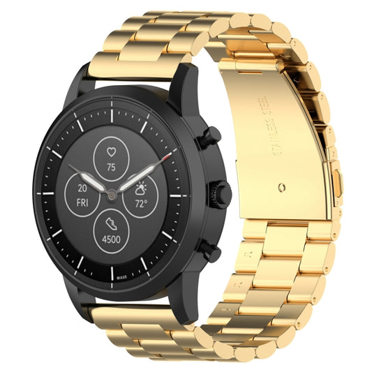 22mm Steel Wrist Strap Watch Band for Fossil Hybrid Smartwatch HR, Male Gen 4 Explorist HR / Male Sport (Gold) - Watch Bands by buy2fix | Online Shopping UK | buy2fix
