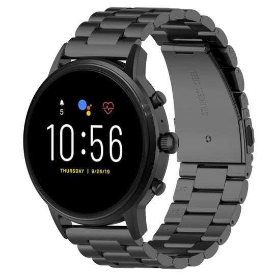 Bracelet de montre en acier de 22 mm pour Fossil Gen 5 Carlyle, Gen 5 Julianna, Gen 5 Garrett, Gen 5 Carlyle HR (noir)