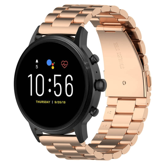 22mm Steel Wrist Strap Watch Band for Fossil Gen 5 Carlyle, Gen 5 Julianna, Gen 5 Garrett, Gen 5 Carlyle HR (Rose Gold) - Watch Bands by buy2fix | Online Shopping UK | buy2fix