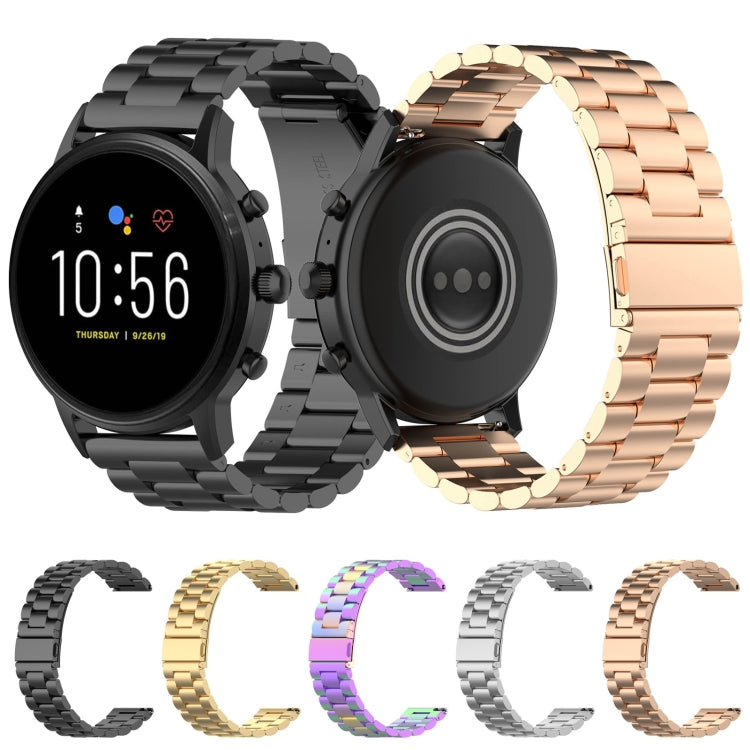 22mm Steel Wrist Strap Watch Band for Fossil Gen 5 Carlyle, Gen 5 Julianna, Gen 5 Garrett, Gen 5 Carlyle HR (Rose Gold) - Watch Bands by buy2fix | Online Shopping UK | buy2fix