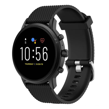 22mm Texture Silicone Wrist Strap Watch Band for Fossil Gen 5 Carlyle, Gen 5 Julianna, Gen 5 Garrett, Gen 5 Carlyle HR(Black) - Watch Bands by buy2fix | Online Shopping UK | buy2fix