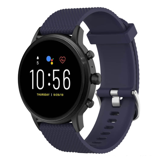 22mm Texture Silicone Wrist Strap Watch Band for Fossil Gen 5 Carlyle, Gen 5 Julianna, Gen 5 Garrett, Gen 5 Carlyle HR (Dark Blue) - Watch Bands by buy2fix | Online Shopping UK | buy2fix