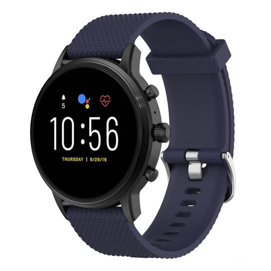 22mm Texture Silicone Wrist Strap Watch Band for Fossil Gen 5 Carlyle, Gen 5 Julianna, Gen 5 Garrett, Gen 5 Carlyle HR (Dark Blue)
