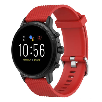 22mm Texture Silicone Wrist Strap Watch Band for Fossil Gen 5 Carlyle, Gen 5 Julianna, Gen 5 Garrett, Gen 5 Carlyle HR (Red) - Watch Bands by buy2fix | Online Shopping UK | buy2fix