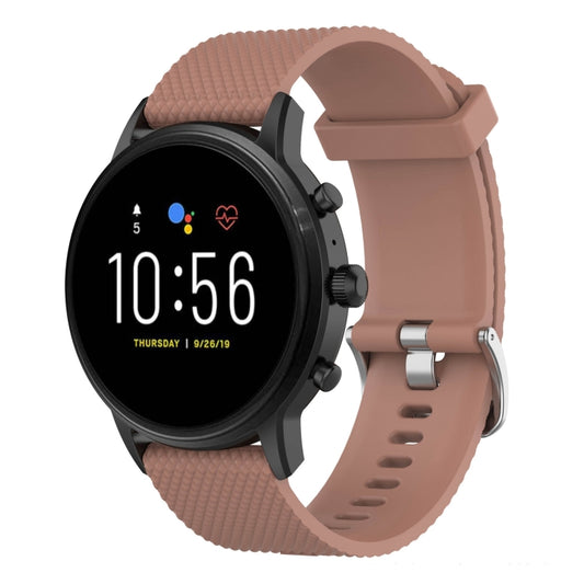 22mm Texture Silicone Wrist Strap Watch Band for Fossil Gen 5 Carlyle, Gen 5 Julianna, Gen 5 Garrett, Gen 5 Carlyle HR (Brown) - Watch Bands by buy2fix | Online Shopping UK | buy2fix