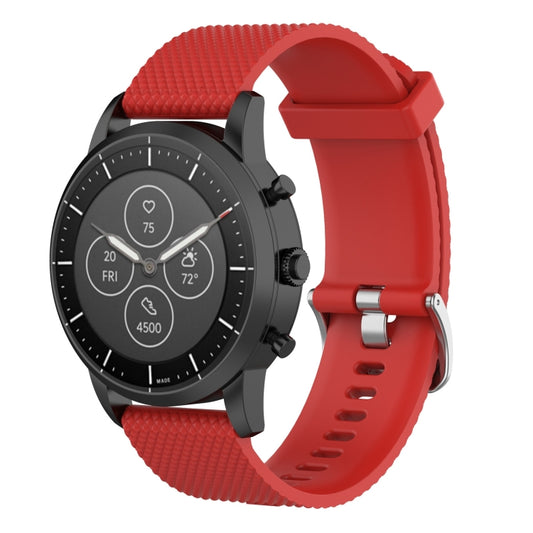 22mm Texture Silicone Wrist Strap Watch Band for Fossil Hybrid Smartwatch HR, Male Gen 4 Explorist HR, Male Sport (Red) - Watch Bands by buy2fix | Online Shopping UK | buy2fix