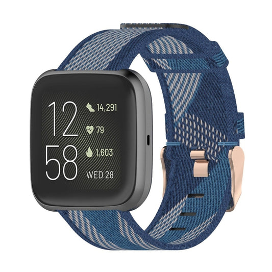 23mm Stripe Weave Nylon Wrist Strap Watch Band for Fitbit Versa 2, Fitbit Versa, Fitbit Versa Lite, Fitbit Blaze(Blue) - Watch Bands by buy2fix | Online Shopping UK | buy2fix