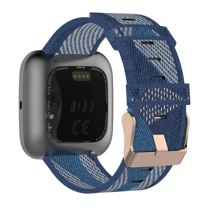 23mm Stripe Weave Nylon Wrist Strap Watch Band for Fitbit Versa 2, Fitbit Versa, Fitbit Versa Lite, Fitbit Blaze(Blue) - Watch Bands by buy2fix | Online Shopping UK | buy2fix