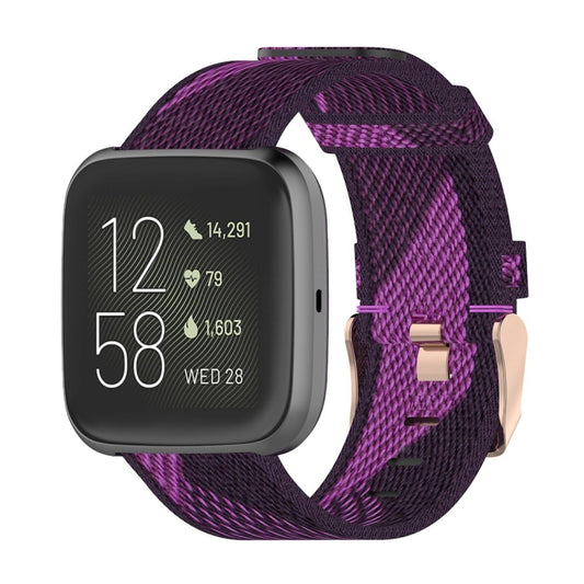 23mm Stripe Weave Nylon Wrist Strap Watch Band for Fitbit Versa 2, Fitbit Versa, Fitbit Versa Lite, Fitbit Blaze(Purple) - Watch Bands by buy2fix | Online Shopping UK | buy2fix