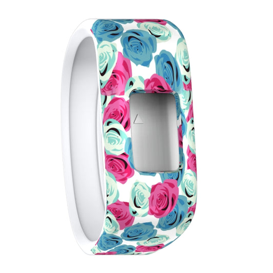Flower Pattern Silicone Sport Watch Band for Garmin Vivofit JR, Size: Large(Blue + Red) - Watch Bands by buy2fix | Online Shopping UK | buy2fix