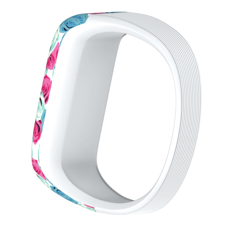 Flower Pattern Silicone Sport Watch Band for Garmin Vivofit JR, Size: Large(Blue + Red) - Watch Bands by buy2fix | Online Shopping UK | buy2fix