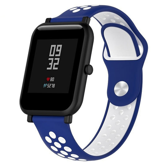 Double Colour Silicone Sport Watch Band for Huawei Watch Series 1 18mm(White Blue) by buy2fix