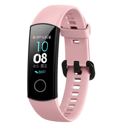Solid Color Silicone Watch Band for Huawei Honor Band 4(Pink) by buy2fix