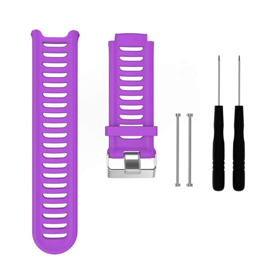 Solid Color Silicone Watch Band for Garmin Forerunner 910XT(Purple)