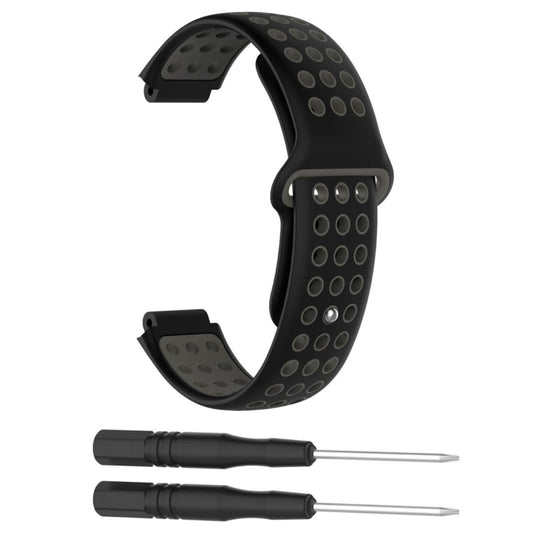 Double Colour Silicone Sport Watch Band for Garmin Forerunner 220 / Approach S5 / S20(Black Grey) - Watch Bands by buy2fix | Online Shopping UK | buy2fix