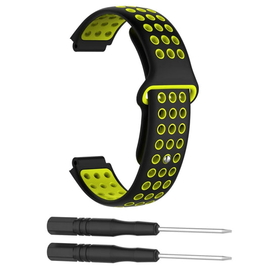 Double Colour Silicone Sport Watch Band for Garmin Forerunner 220 / Approach S5 / S20(Black Yellow) - Watch Bands by buy2fix | Online Shopping UK | buy2fix