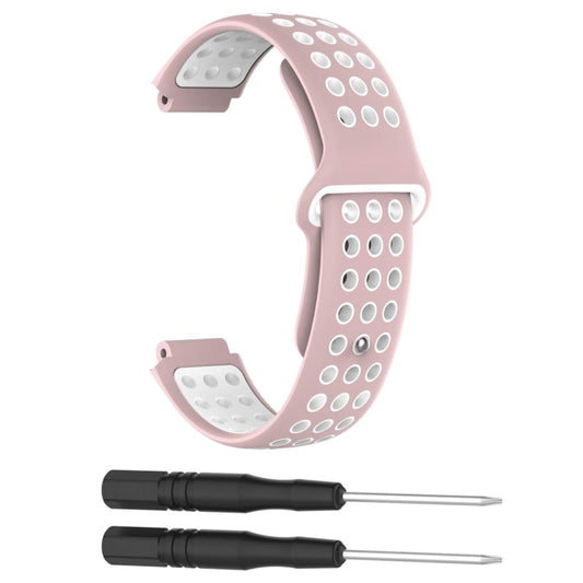 Double Colour Silicone Sport Watch Band for Garmin Forerunner 220 / Approach S5 / S20(Pink + White) - Watch Bands by buy2fix | Online Shopping UK | buy2fix