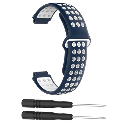 Double Colour Silicone Sport Watch Band for Garmin Forerunner 220 / Approach S5 / S20(White Blue) - Watch Bands by buy2fix | Online Shopping UK | buy2fix
