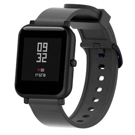 Silicone Glossy Sport Watch Band for Huami Amazfit Bip Lite Version 20mm(Black) - Watch Bands by buy2fix | Online Shopping UK | buy2fix