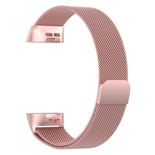 Stainless Steel Magnet Watch Band for FITBIT Charge 3, Size:Small, 187x18mm(Pink) - Watch Bands by buy2fix | Online Shopping UK | buy2fix