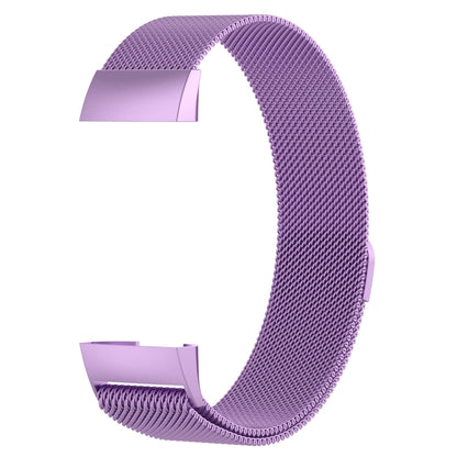 Stainless Steel Magnet Watch Band for FITBIT Charge 3, Size:Small, 187x18mm(Light Purple) - Watch Bands by buy2fix | Online Shopping UK | buy2fix