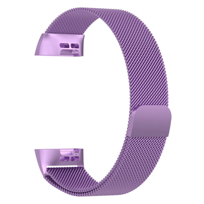 Stainless Steel Magnet Watch Band for FITBIT Charge 3, Size:Small, 187x18mm(Light Purple) - Watch Bands by buy2fix | Online Shopping UK | buy2fix