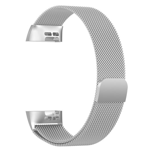 Stainless Steel Magnet Watch Band for FITBIT Charge 3, Size:Large, 217x18mm(Silver) - Watch Bands by buy2fix | Online Shopping UK | buy2fix