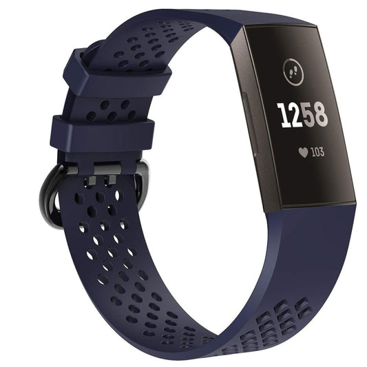 Square Hole Adjustable Sport Watch Band for FITBIT Charge 3(Aqua Blue) - Watch Bands by buy2fix | Online Shopping UK | buy2fix