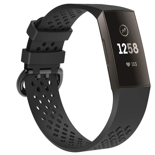 Square Hole Adjustable Sport Watch Band for FITBIT Charge 3(Black) - Watch Bands by buy2fix | Online Shopping UK | buy2fix