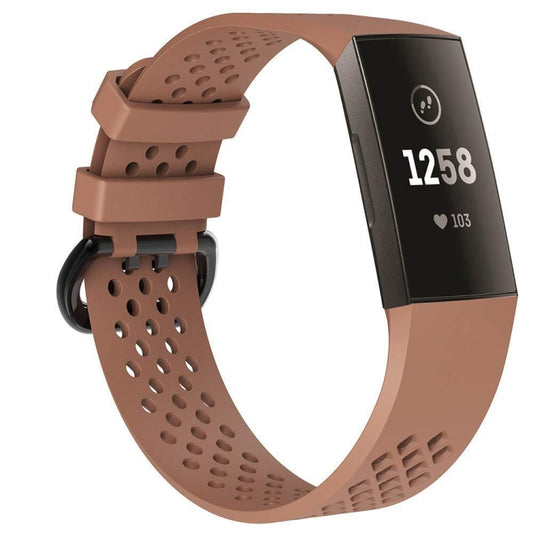 Square Hole Adjustable Sport Watch Band for FITBIT Charge 3(Coffee) - Watch Bands by buy2fix | Online Shopping UK | buy2fix